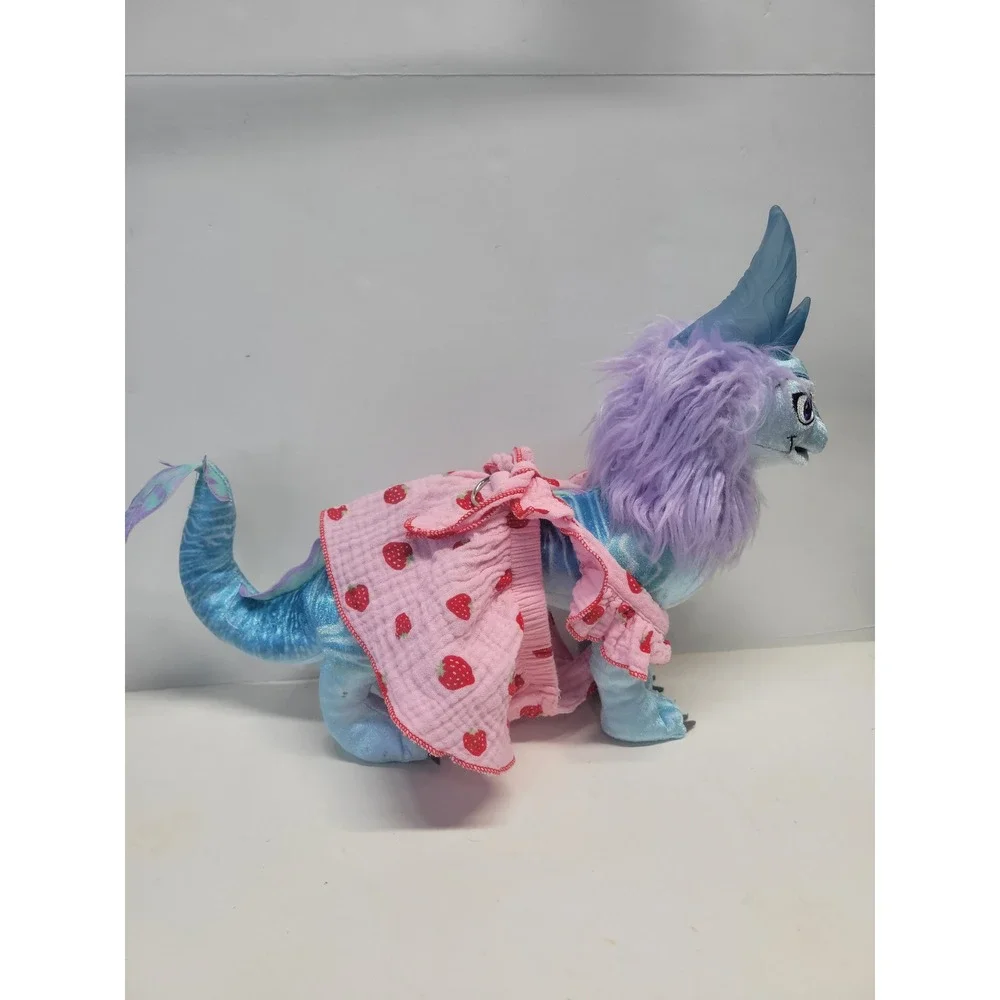 Dog Cat Pet Strawberry Print Harness Dress‎ Pink Red Size S